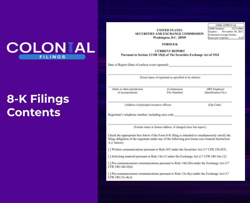 8-K Filings Contents