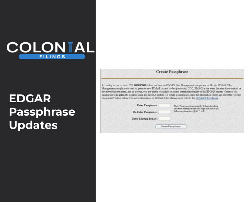 EDGAR Passphrase Updates