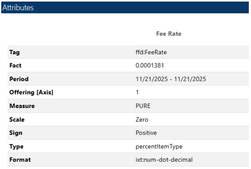 XBRL tag Fee Rate